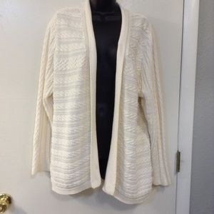 CROFT & BARROW XL WHITE CABLE KNIT CARDIGAN